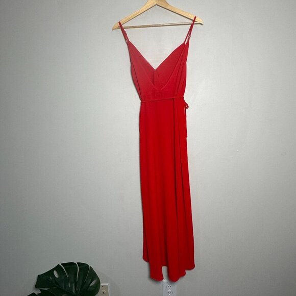 Revolve x Show Me Your Mumu Meghan Wrap Dress Tomato Red Pebble Sz Medium - Picture 3 of 11
